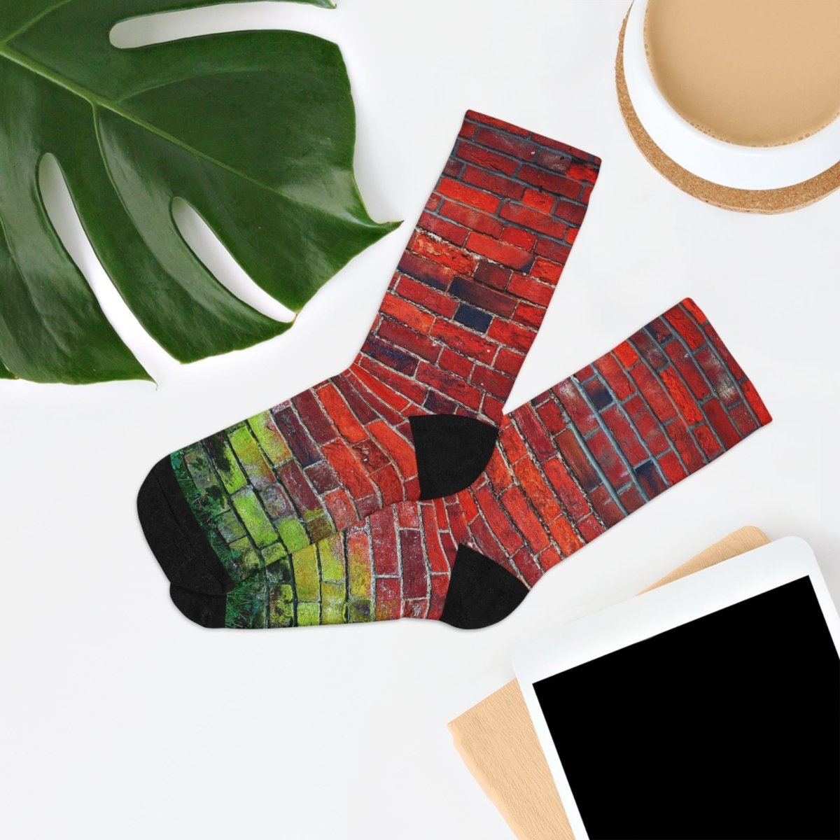 Funky Socks - Recycled Poly Collection - Red Brick Wall Design 12126997416825656676 Earthbound Pacific