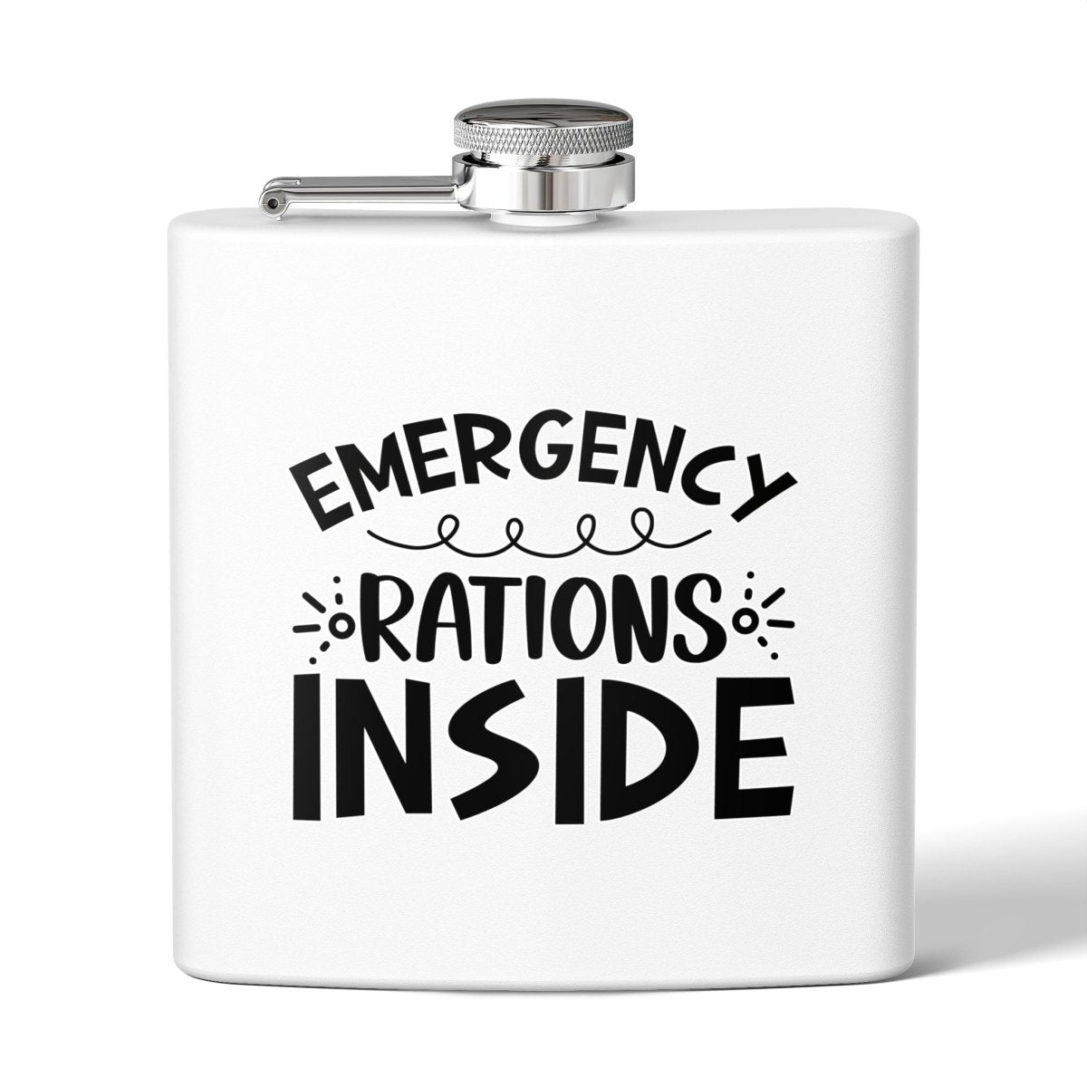 Funny Emergency Rations Stainless Steel Flask - 6oz Gift for Adventurers & Party Lovers 30367212322856494777 Earthbound Pacific