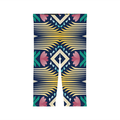 Geometric Abstract Tribal Design Women’s Capri Leggings - Earthbound Pacific