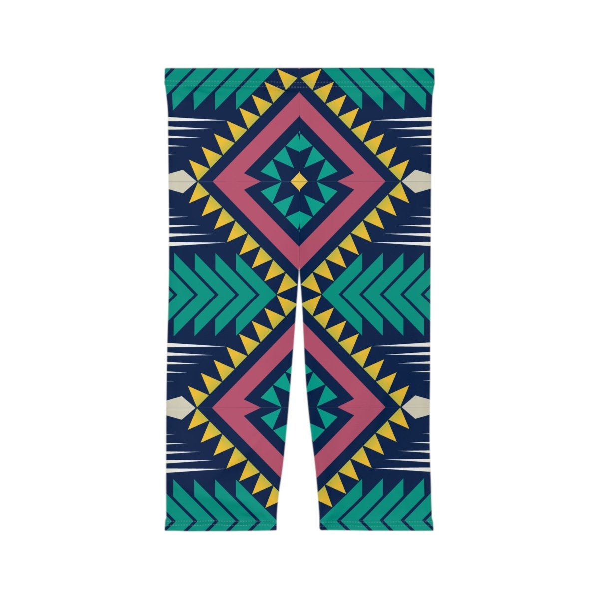 Geometric Abstract Tribal Design Women’s Capri Leggings - Earthbound Pacific