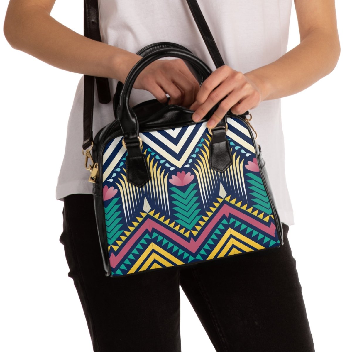 Geometric Shoulder Handbag - Earthbound Pacific