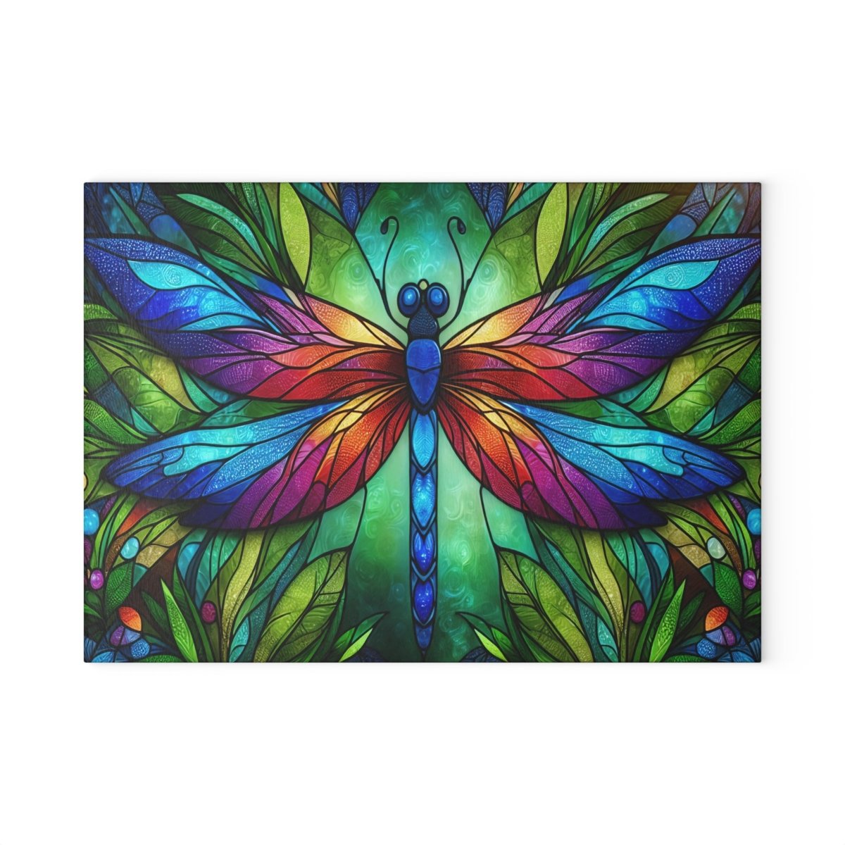 Glass Cutting Board - Colorful Stained Glass Dragonfly Kitchen Decor 26507683455702110611 Earthbound Pacific