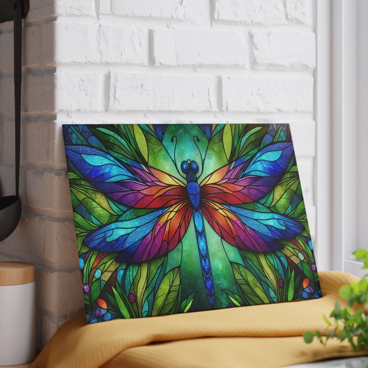 Glass Cutting Board - Colorful Stained Glass Dragonfly Kitchen Decor 13233672674616488030 Earthbound Pacific