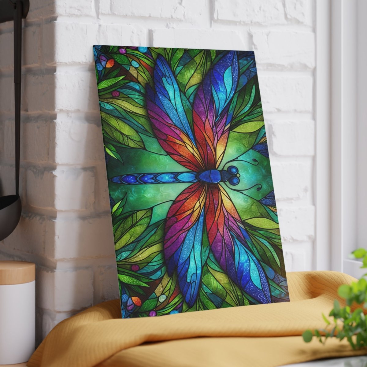 Glass Cutting Board - Colorful Stained Glass Dragonfly Kitchen Decor 13233672674616488030 Earthbound Pacific