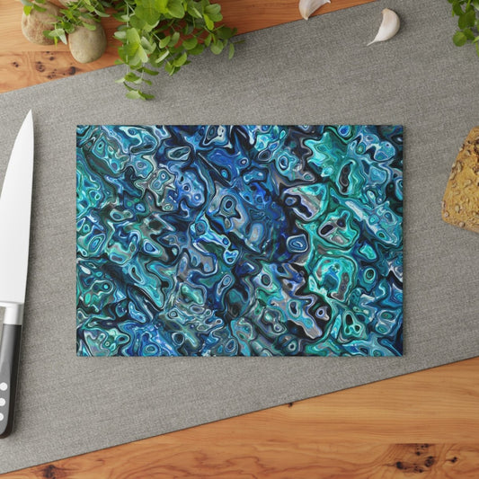 Glass Cutting Board, Kitchen Decor, Foodie Gift, Chef Gift, New Zealand Paua Abalone Inspired Cutting Board - Earthbound Pacific