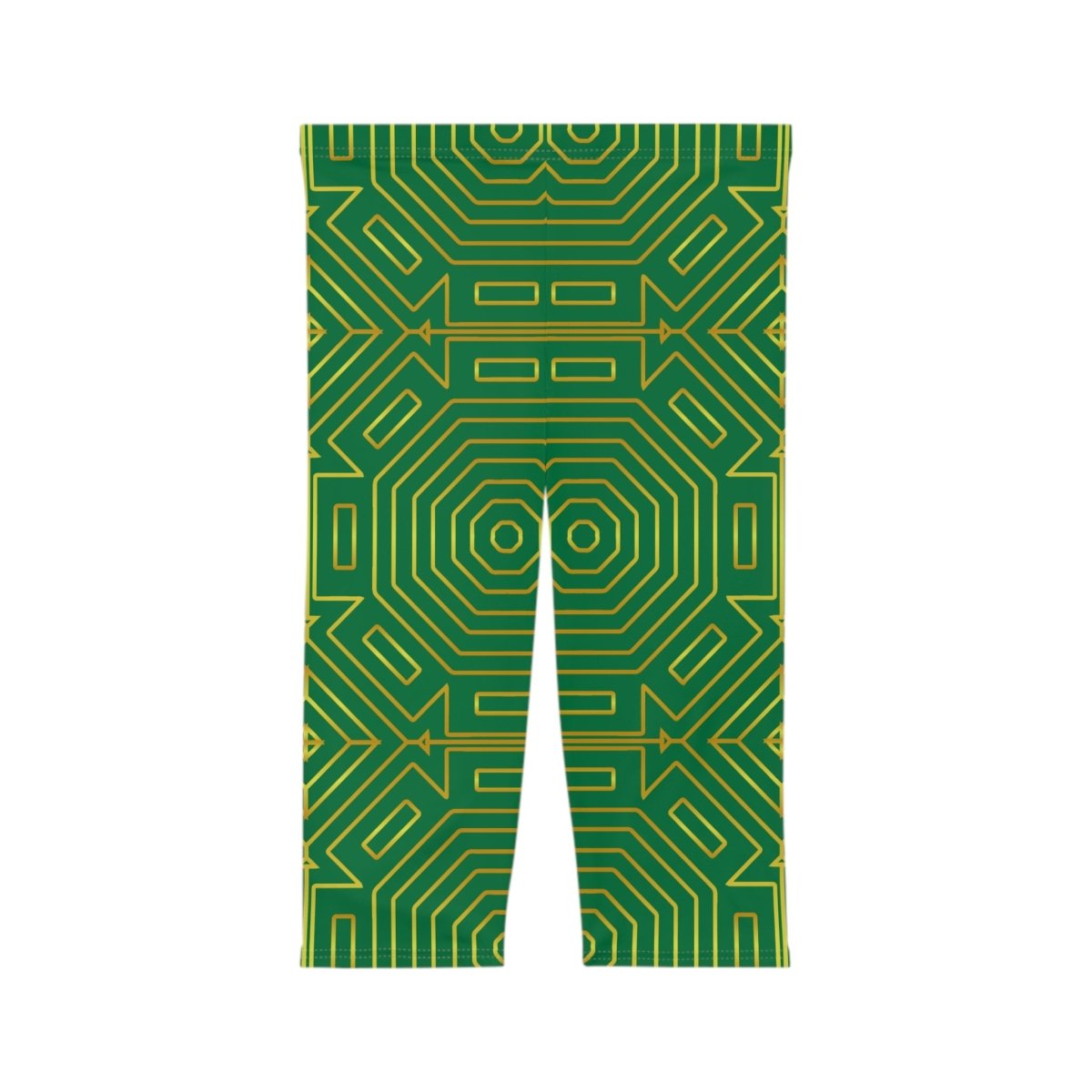 Green Art Deco Capri Leggings - Earthbound Pacific