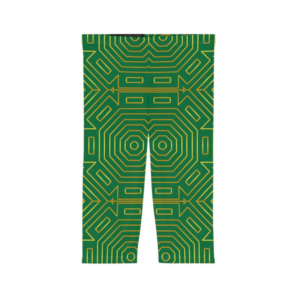 Green Art Deco Capri Leggings - Earthbound Pacific