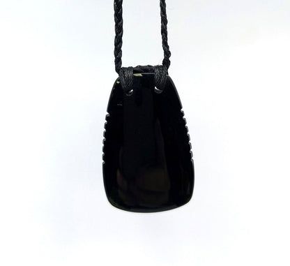 Hand Carved Australian Black Nephrite Jade Stylized Toki Necklace - Earthbound Pacific