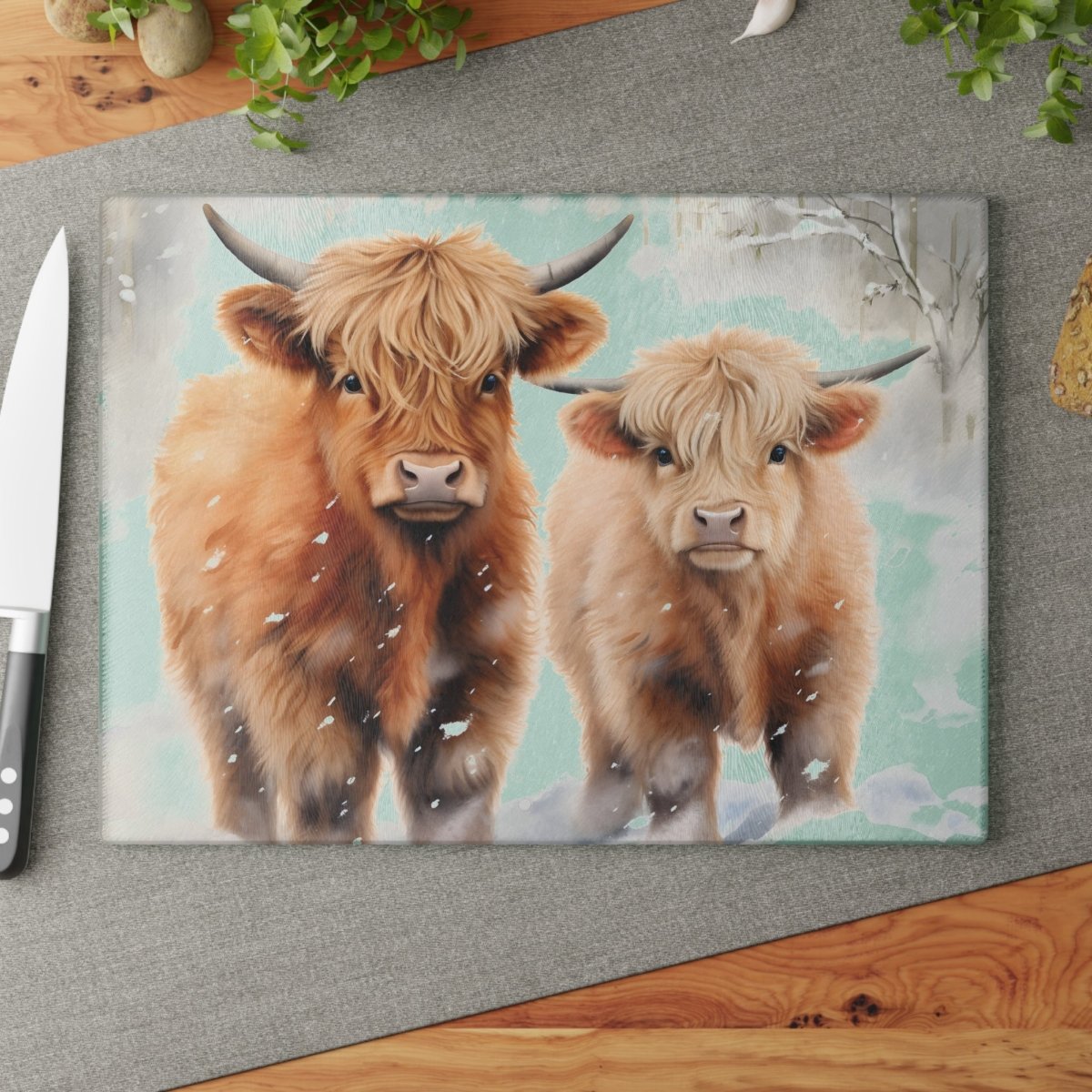 Highland Cattle Glass Cutting Board - Rustic Kitchen Decor for Animal Lovers 18643557832948695658 Earthbound Pacific