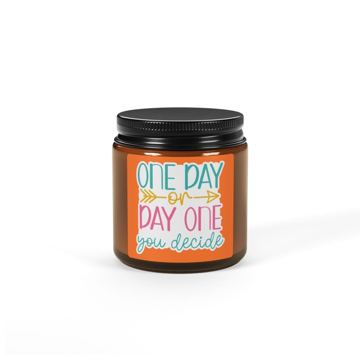 Inspiration Scented Soy Candle "One Day on Day One you decide " (Multi - Size, Amber Jar) - Earthbound Pacific