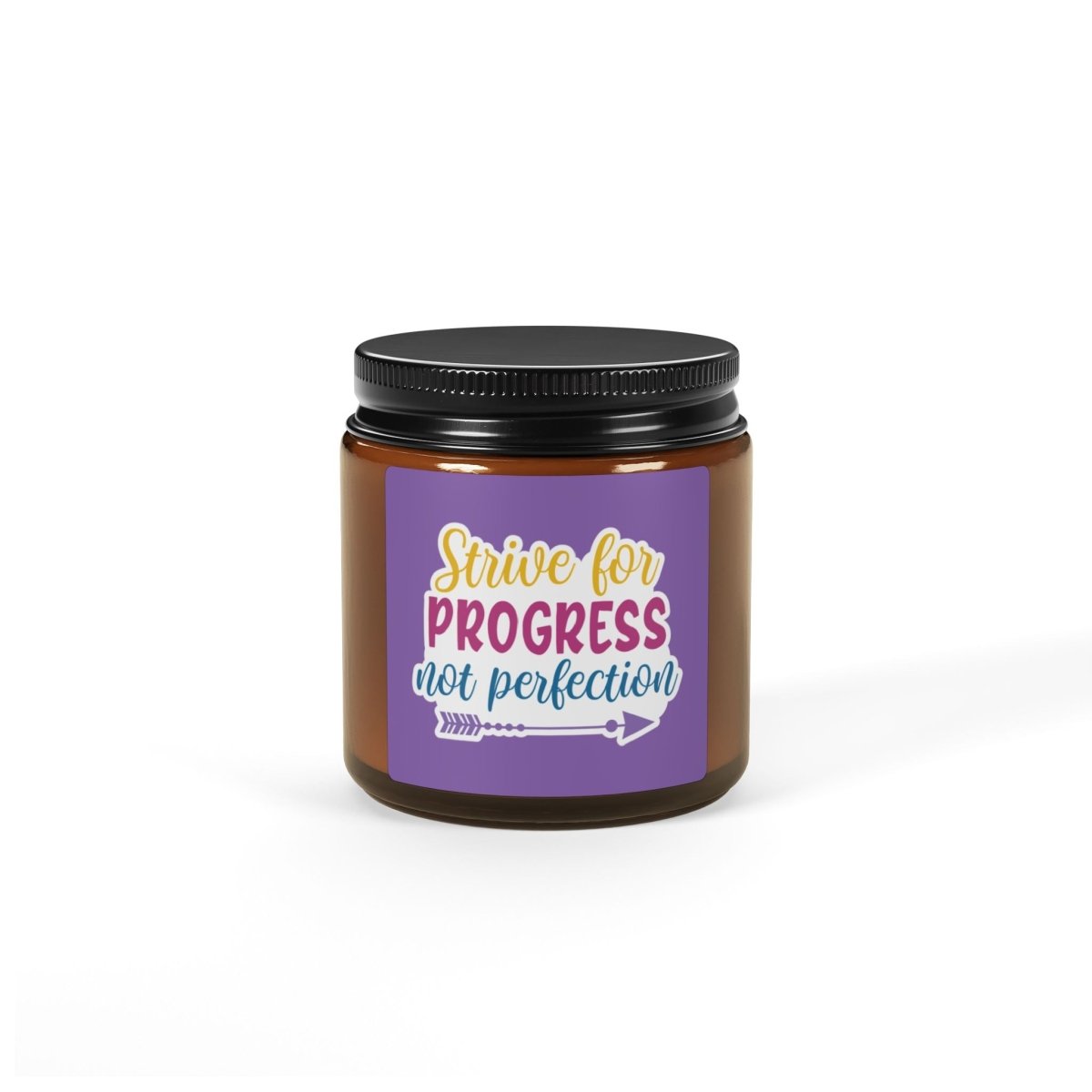 Inspiration Scented Soy Candle "Strive for progress not perfection " (Multi - Size, Amber Jar) - Earthbound Pacific