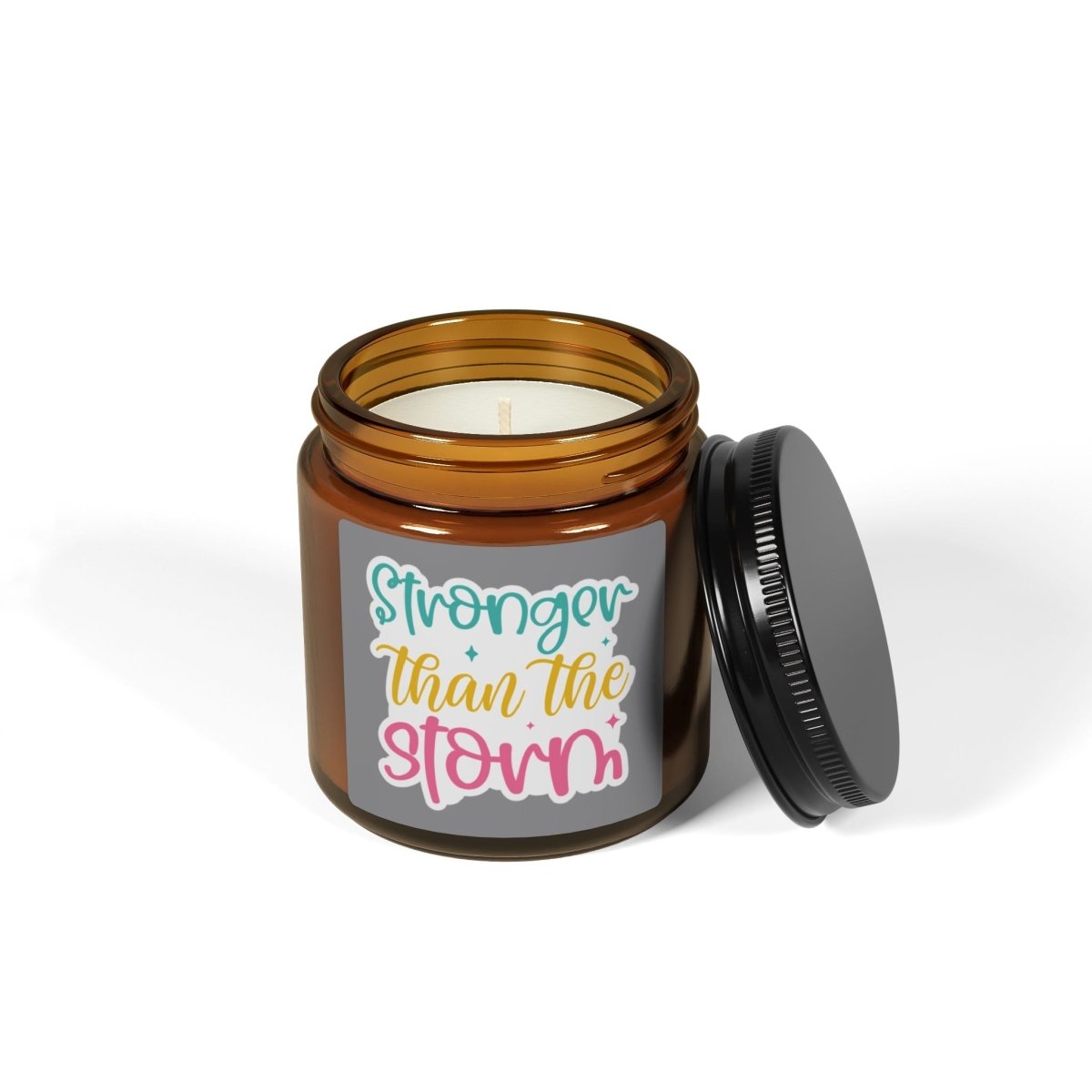 Inspiration Scented Soy Candle "Stronger than the Storm " (Multi - Size, Amber Jar) - Earthbound Pacific