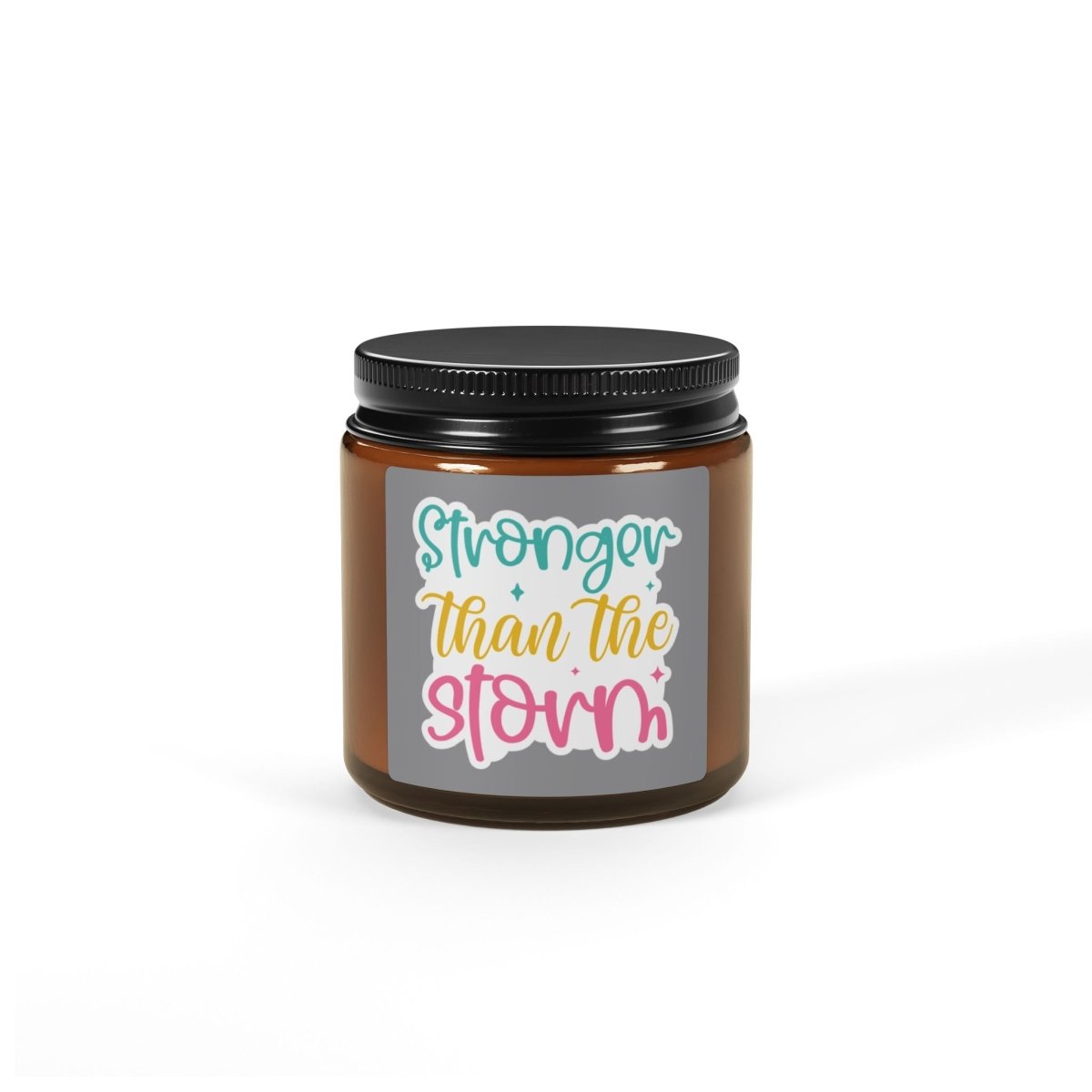 Inspiration Scented Soy Candle "Stronger than the Storm " (Multi - Size, Amber Jar) - Earthbound Pacific