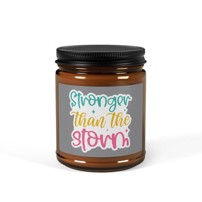 Inspiration Scented Soy Candle "Stronger than the Storm " (Multi - Size, Amber Jar) - Earthbound Pacific