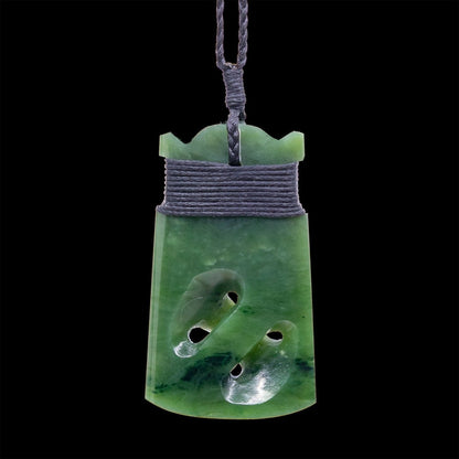Jade Greenstone New Zealand Maori Infinity Adze Toki Necklace EQJTC53 Earthbound Pacific