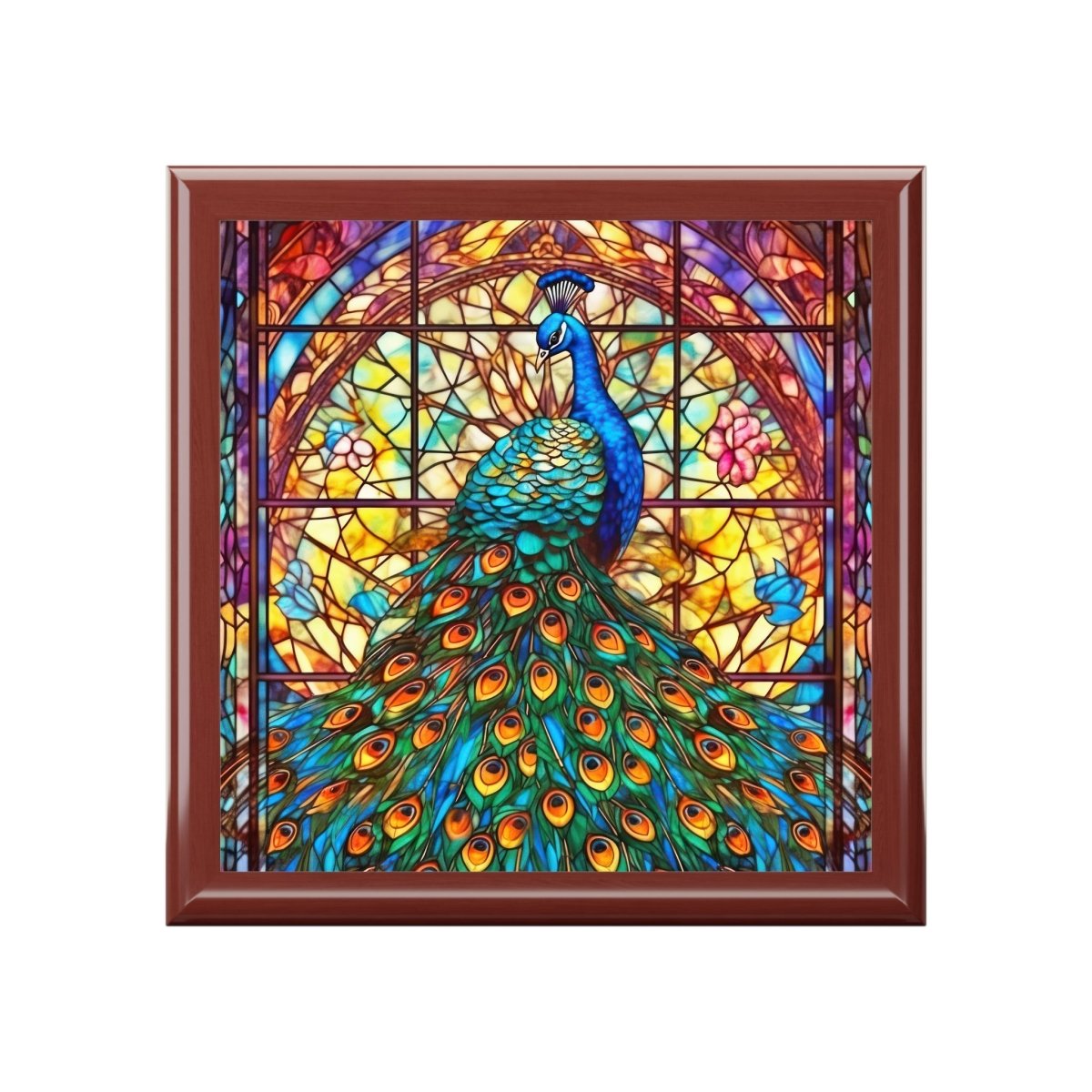 Jewelry Box, Colorful Stained Glass Inspired Peacock 32725698497363248332 Earthbound Pacific