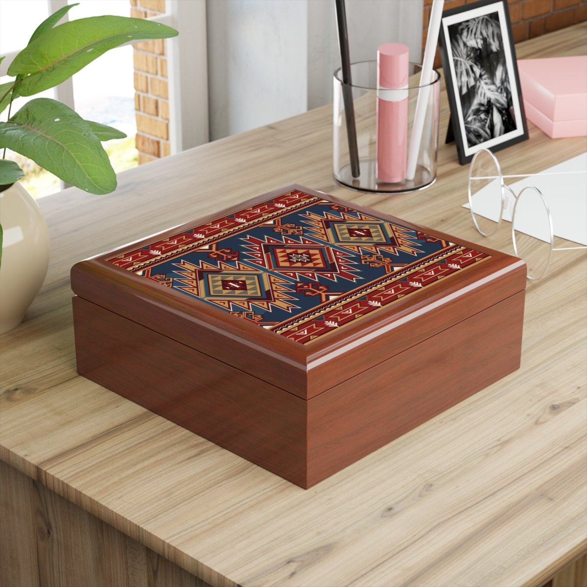 Jewelry Box, Geometric Tribal Design 13761884386394715118 Earthbound Pacific