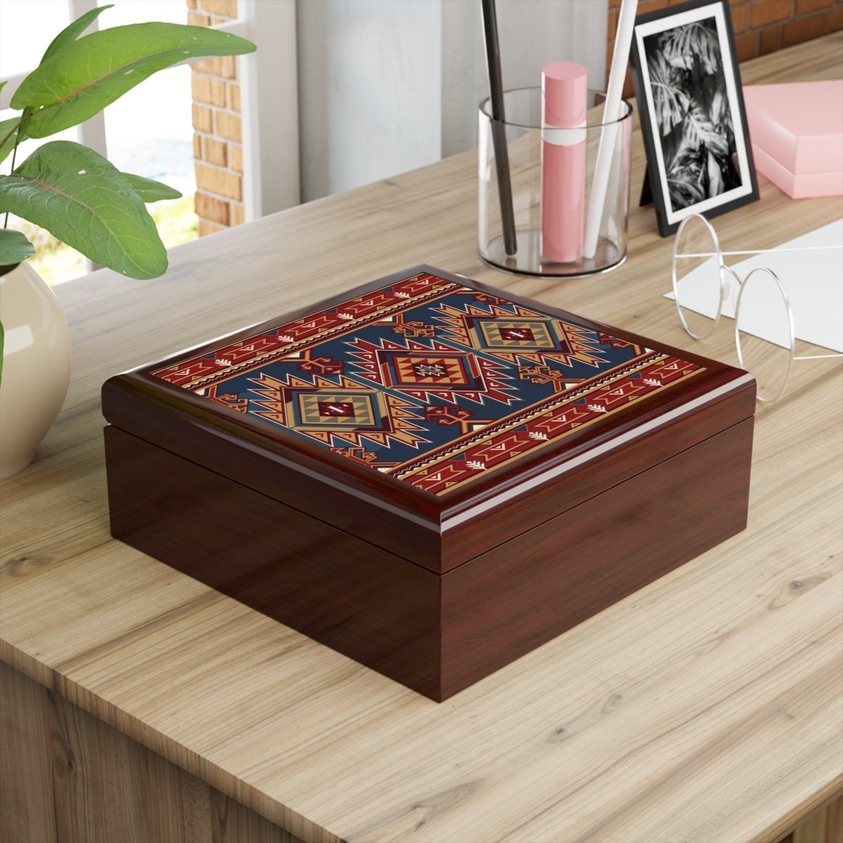 Jewelry Box, Geometric Tribal Design 13761884386394715118 Earthbound Pacific