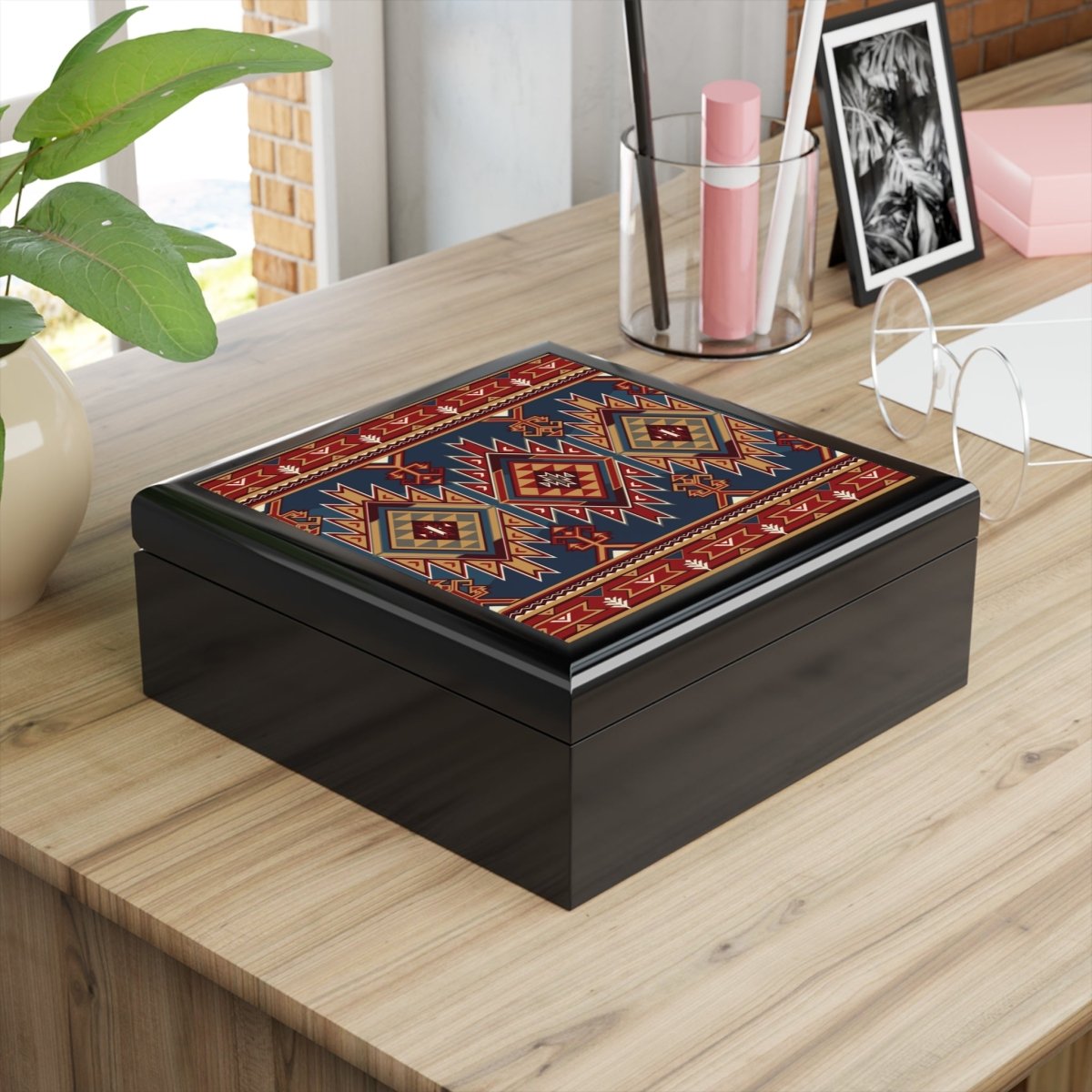 Jewelry Box, Geometric Tribal Design 13761884386394715118 Earthbound Pacific