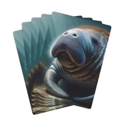 Manatee Poker Cards, Cute Playing Deck Game Set with Marine Animal Design, Sea Creature Lover Gift, Funny Card Game Accessories, Ocean - Earthbound Pacific