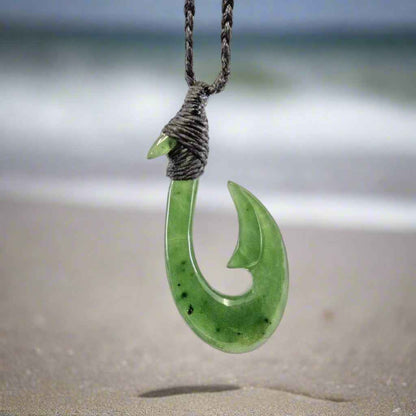 Jade Maori Fish Hook Necklace
