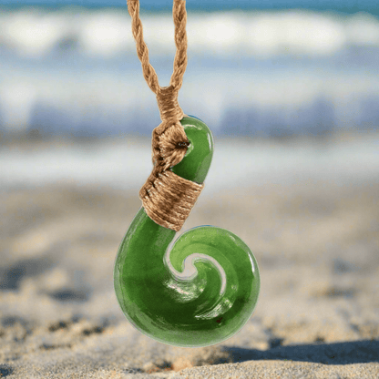 Maori Hei Matau Jade Fish Hook Necklace QJFH50TB1 Earthbound Pacific