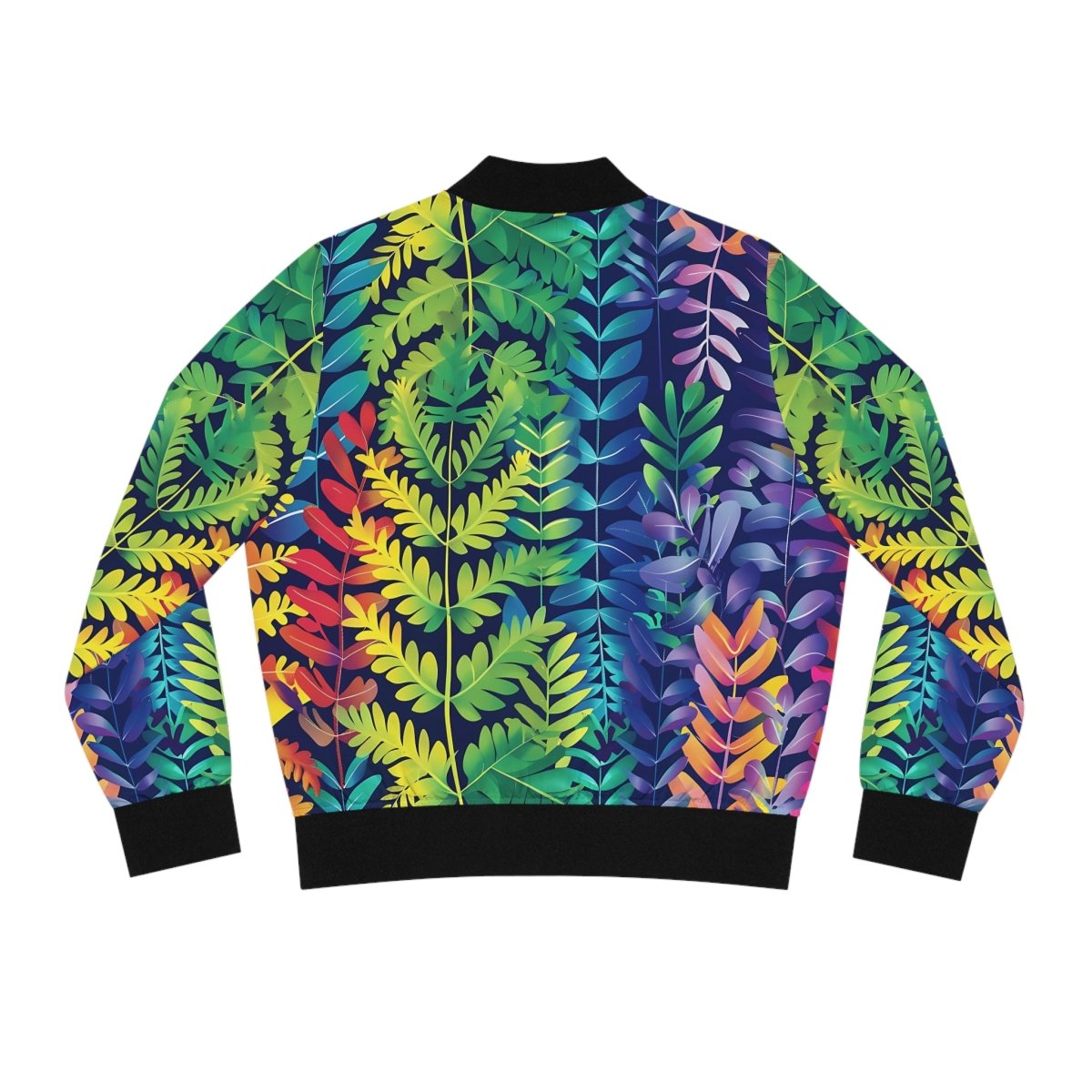 Multi Color Fern Design Women's Bomber Jacket - Earthbound Pacific