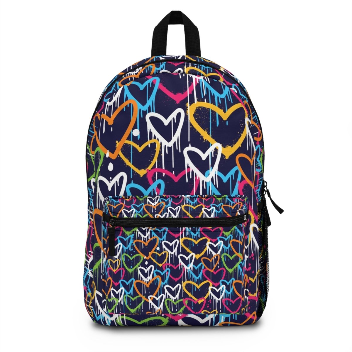 Neon Hearts Backpack — Colorful Graffiti Love Print Backpack 61569968931020348791 Earthbound Pacific