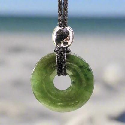 Greenstone Jade Donut Disc Necklace JDP062430b Earthbound Pacific