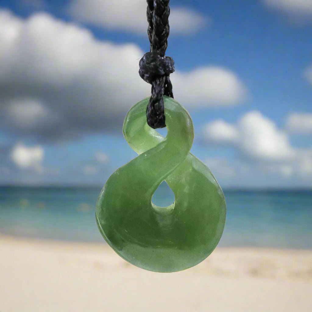 New Zealand Maori Greenstone Jade Infinity Symbol Necklace QFN22BL Earthbound Pacific