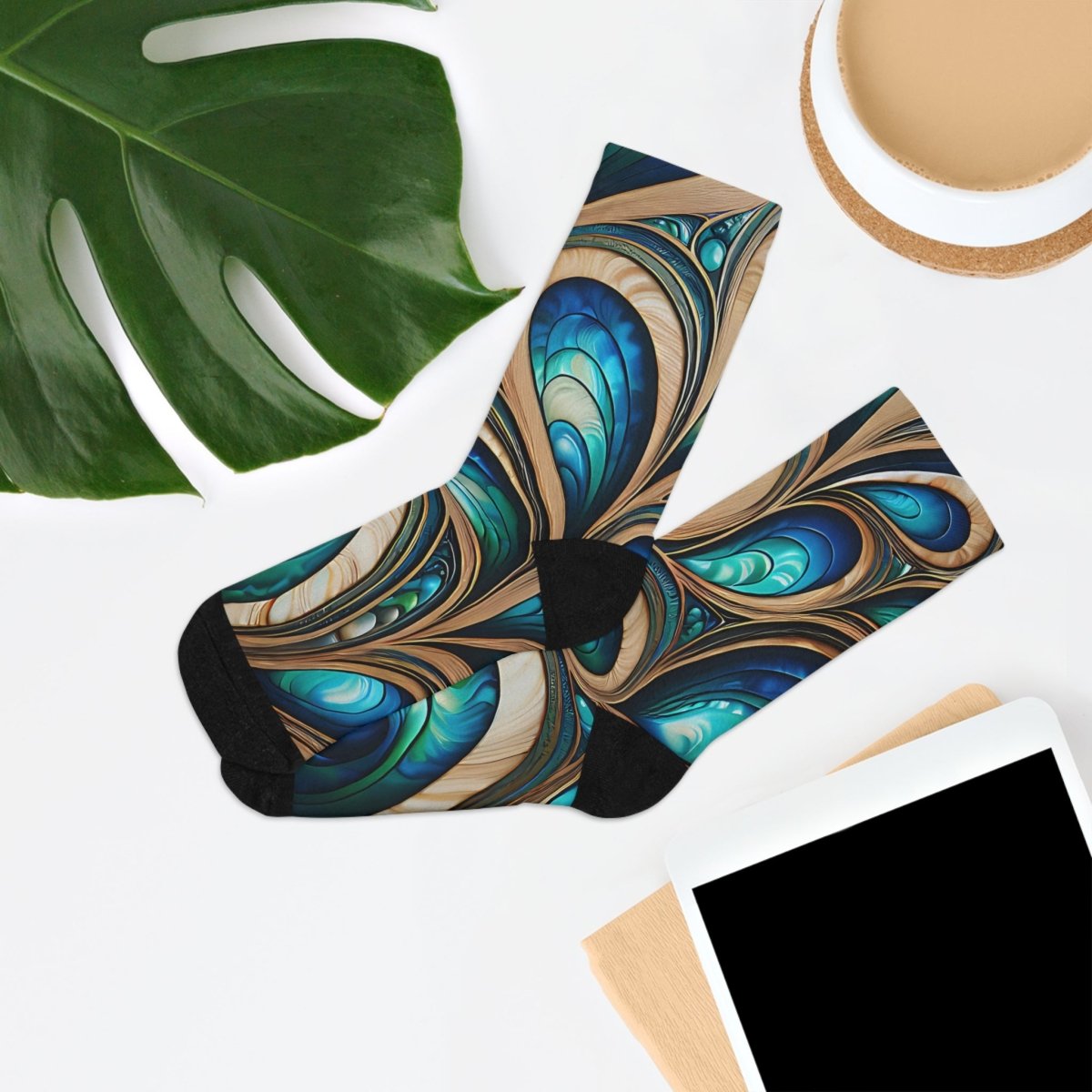 New Zealand Paua Abalone Unisex Socks Inspired, Eco - Friendly Upcycled Footwear - Earthbound Pacific