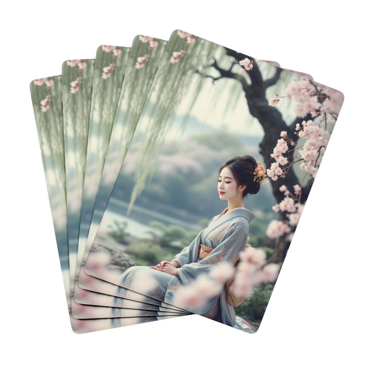 Playing Cards, Japanese Geisha Cherry Blossom Lake Poker Cards Deck Set, Card Game, Gift for Gamers, Casino Night Decor, Poker Night - Earthbound Pacific