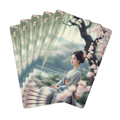 Playing Cards, Japanese Geisha Cherry Blossom Lake Poker Cards Deck Set, Card Game, Gift for Gamers, Casino Night Decor, Poker Night - Earthbound Pacific