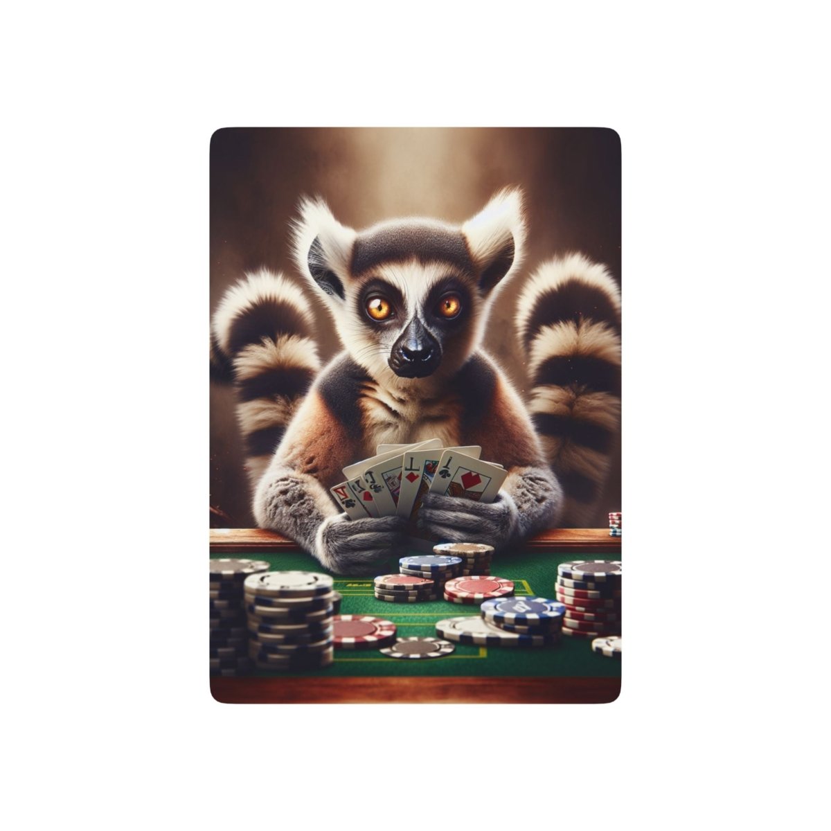 Poker Cards Deck, Ringtail Lemur Playing Poker, Unique Set for Card Game Night, Deck of Cards for Poker Lovers, Fun Playing Cards for Game - Earthbound Pacific