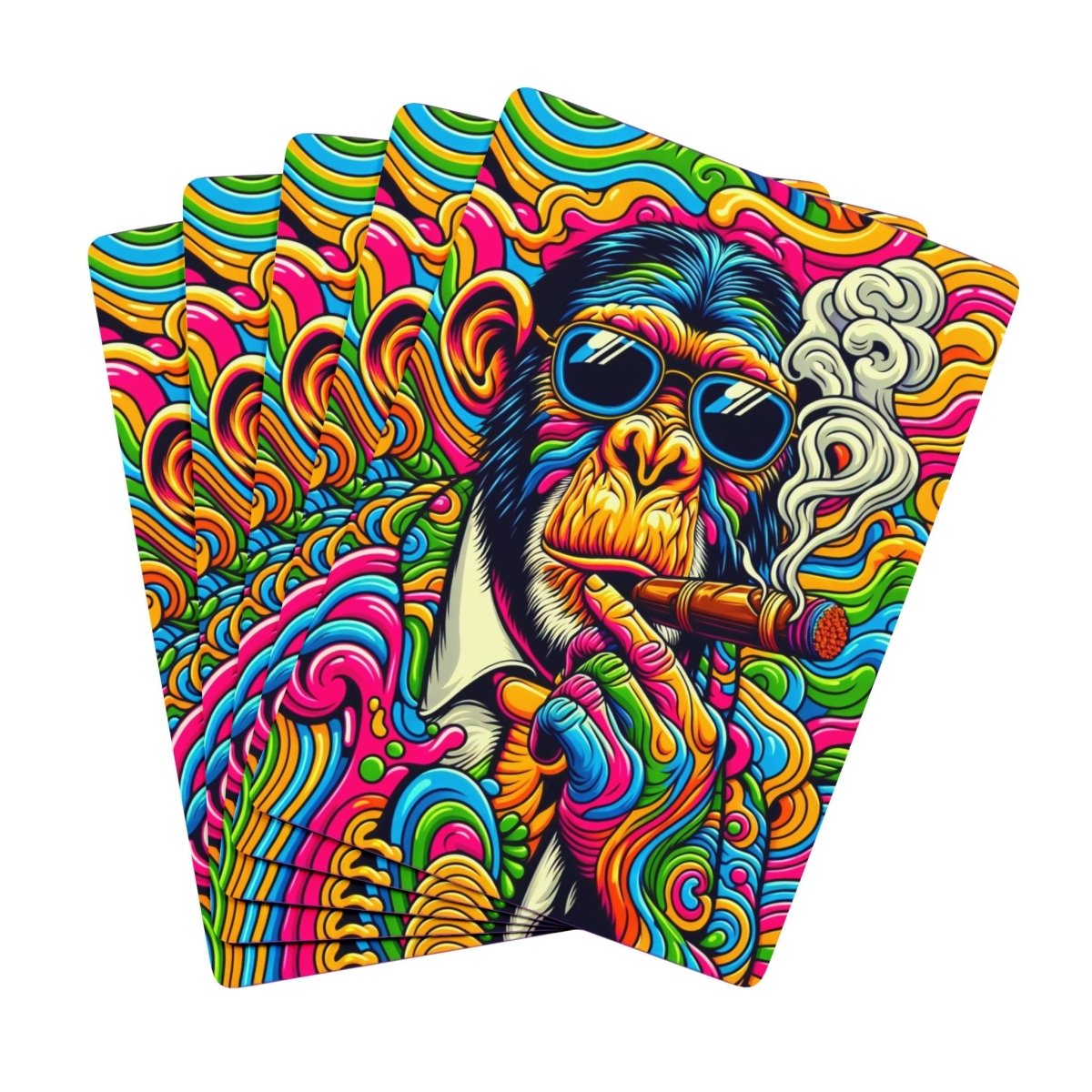 Poker Cards, Psychedelic Chimpanzee Smoking a Cigar Playing Card Deck. Unique Gift for Card Game Enthusiasts, Poker Night Essential, - Earthbound Pacific