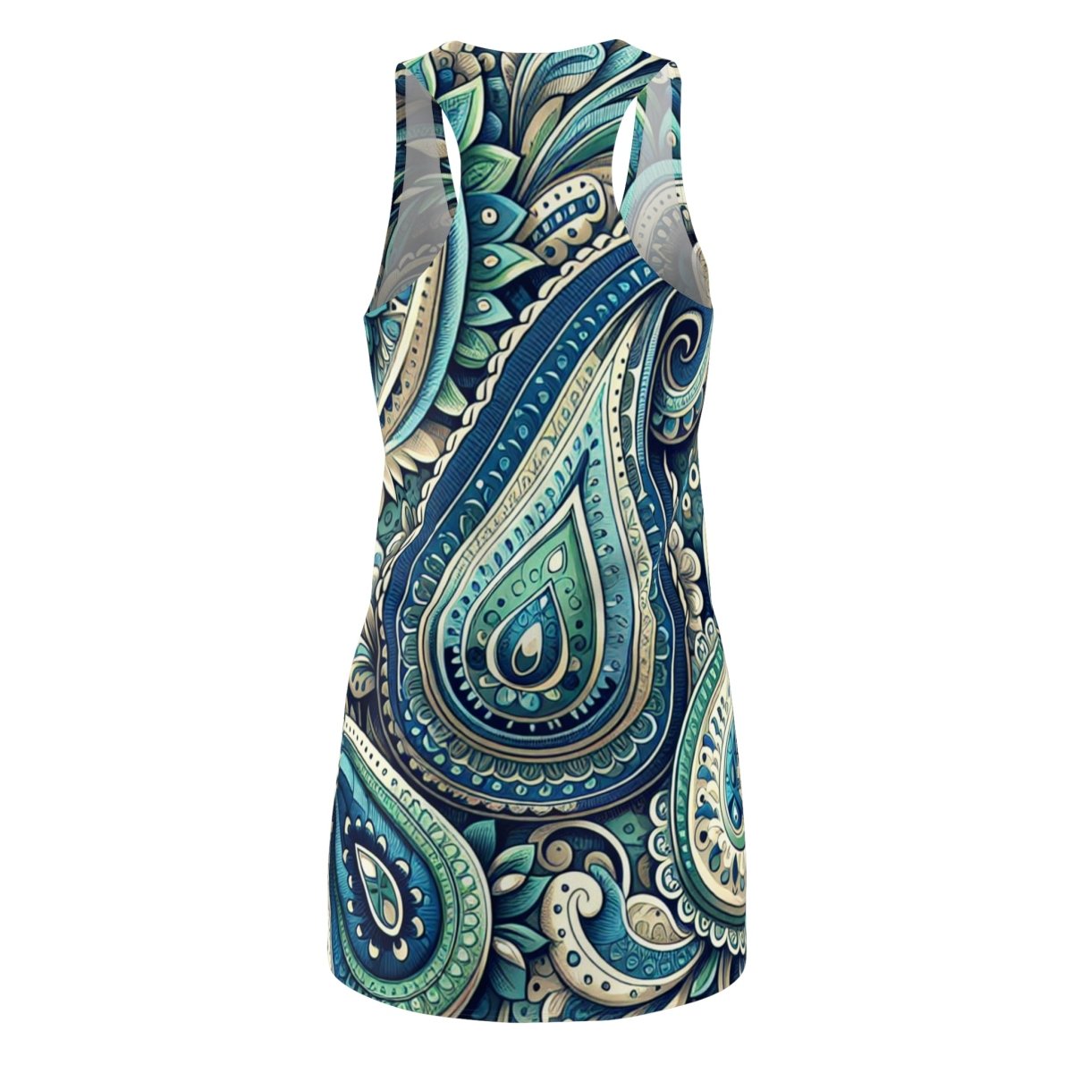 Racerback Dress Green & Blue Paisley Design - Earthbound Pacific