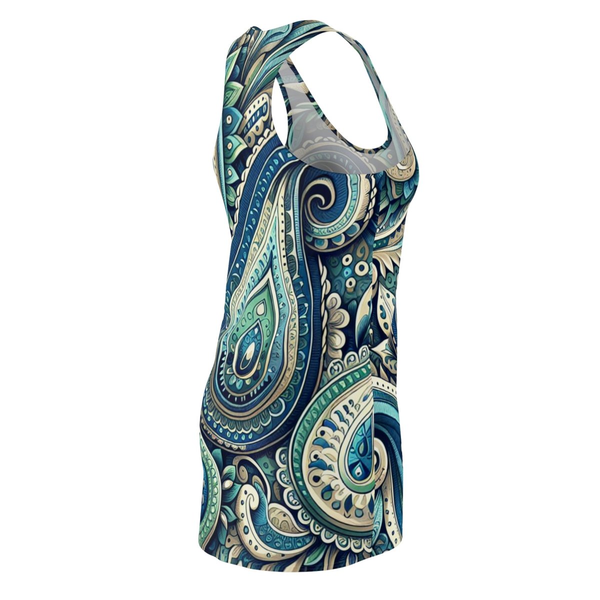 Racerback Dress Green & Blue Paisley Design - Earthbound Pacific