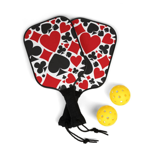 Red & Black Card Suits Design Pickleball Paddle Kit - Fun Sports Gear for Gamers 29781272802199407353 Earthbound Pacific