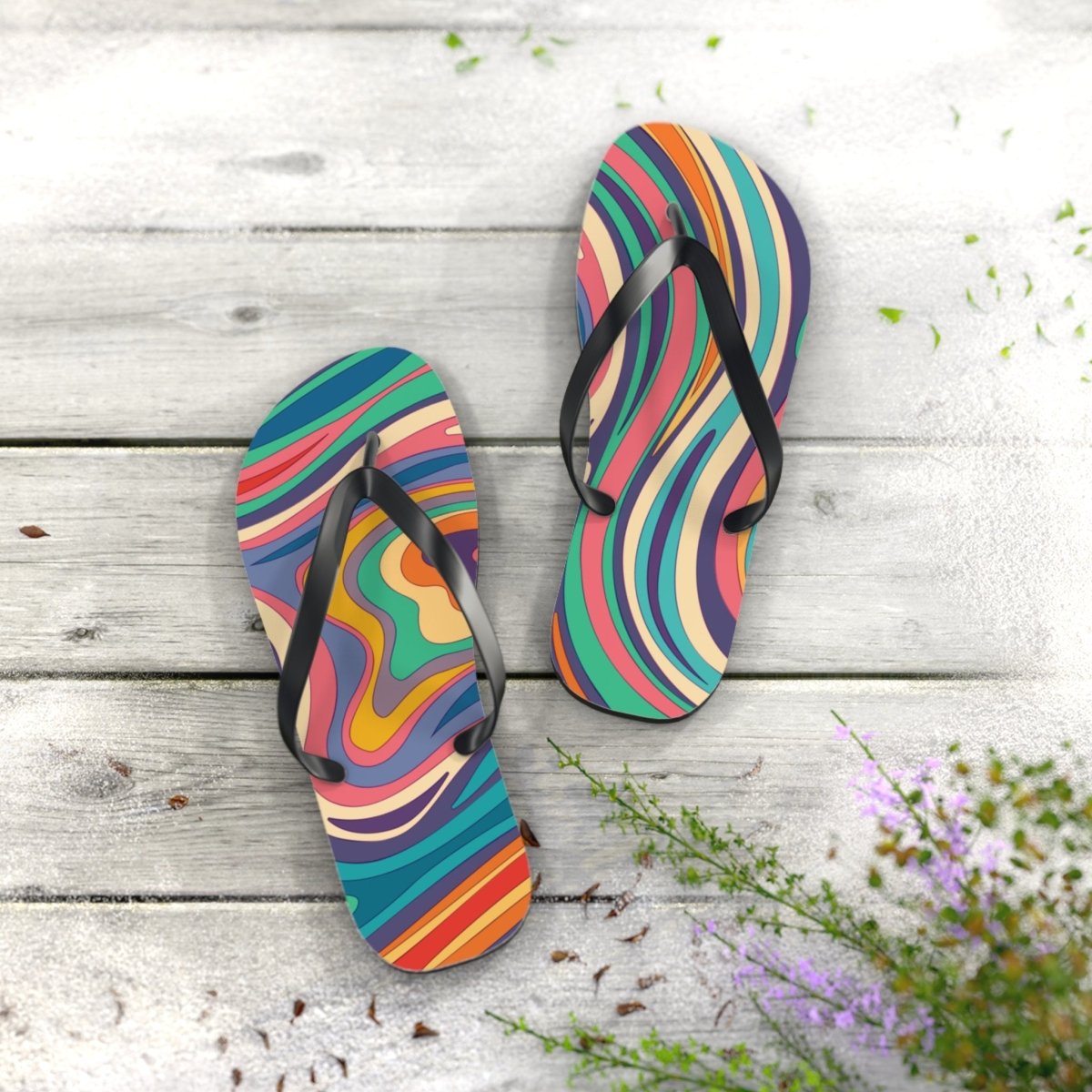 Retro Ripple Design Flip Flops 24674678263461097972 Earthbound Pacific