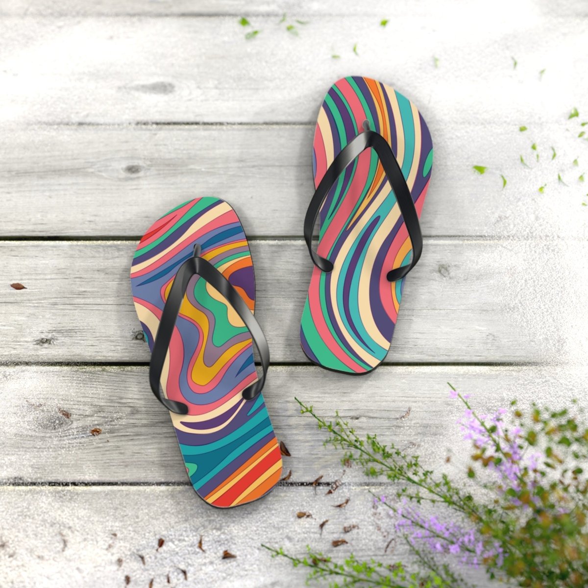 Retro Ripple Design Flip Flops 24674678263461097972 Earthbound Pacific
