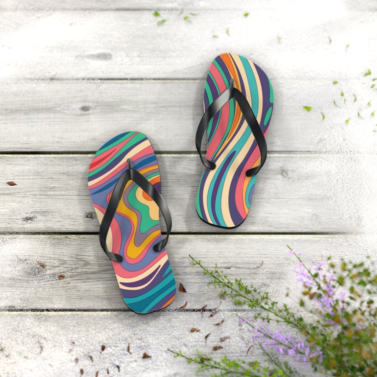 Retro Ripple Design Flip Flops 24674678263461097972 Earthbound Pacific