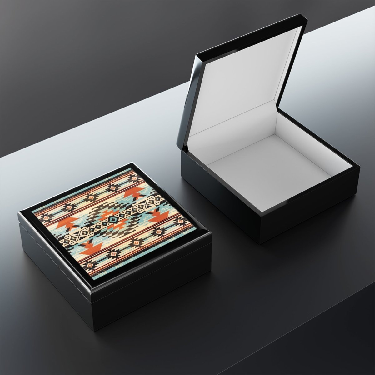 Rustic Jewelry Box with Aztec Tribal Design 12576110248463112729 Earthbound Pacific