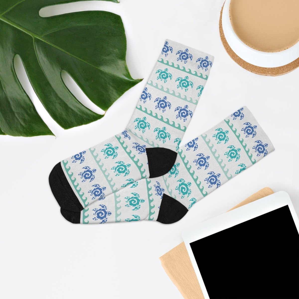 Socks - Honu Waves - Ocean Sea Life Collection Eco - Friendly Recycled Poly 33917023563094553685 Earthbound Pacific