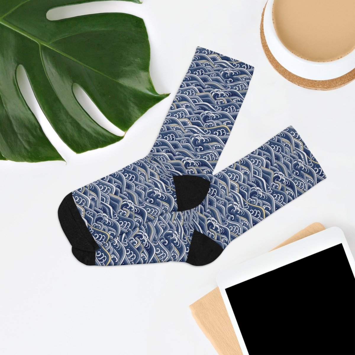 Socks - Kanagawa Flow - Ocean Sea Life Collection Eco - Friendly Recycled Poly 19581910653060727095 Earthbound Pacific