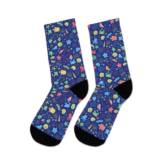 Socks - Marine Medley - Ocean Sea Life Collection Eco - Friendly Recycled Poly 72034144157461710676 Earthbound Pacific