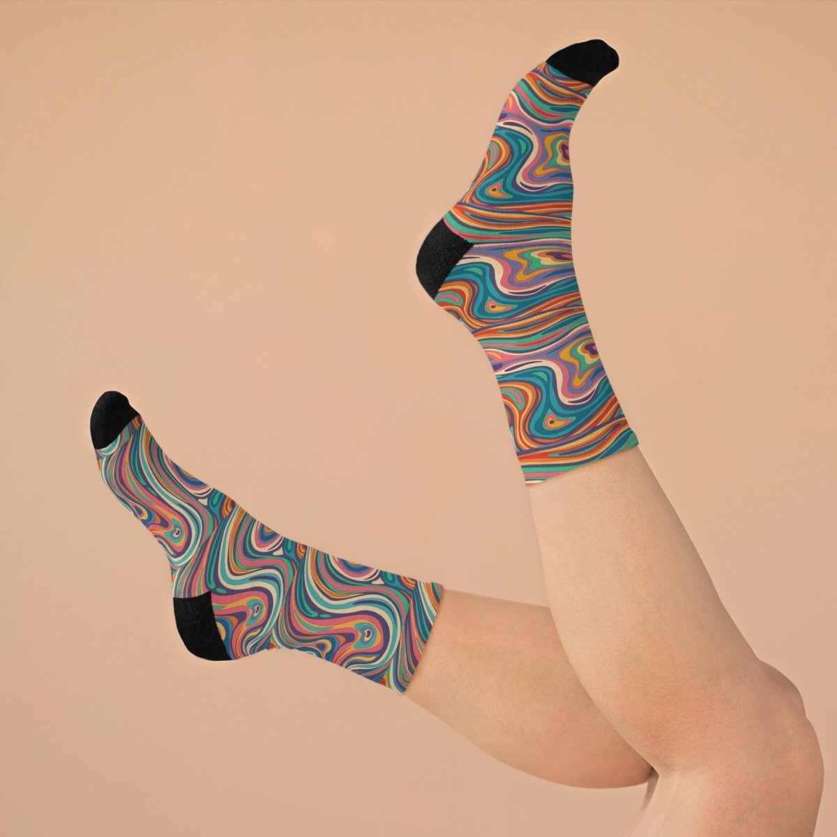 Socks - Retro Ripple - Colorful Recycled Poly Funky Sock Gift Eco - Friendly - Retro Collection 47241384596522072455 Earthbound Pacific