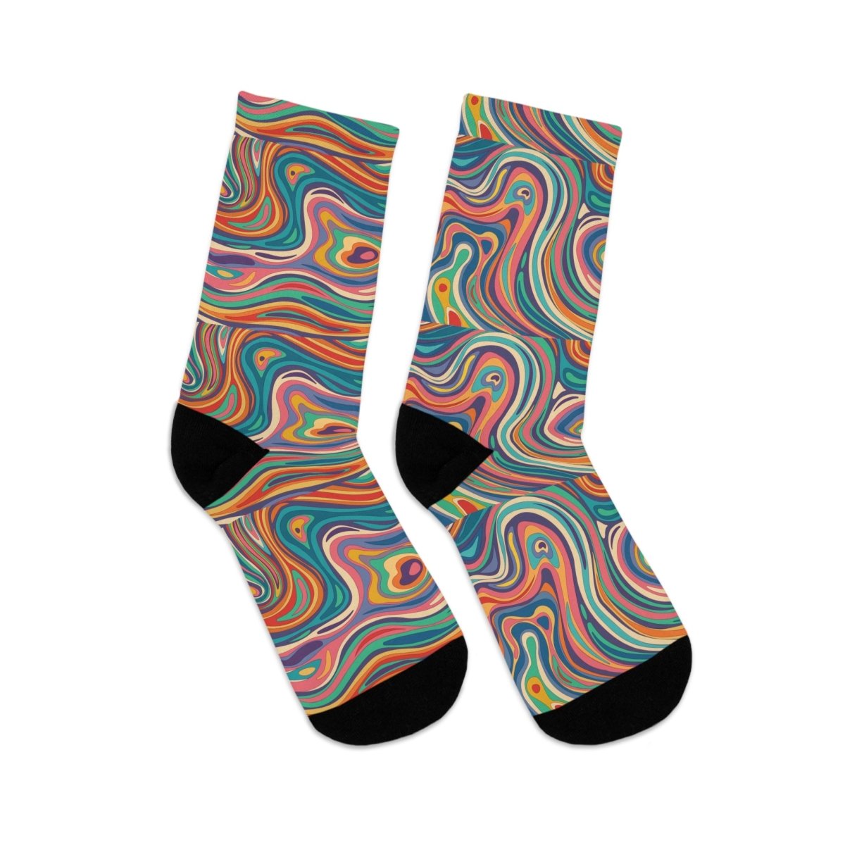 Socks - Retro Ripple - Colorful Recycled Poly Funky Sock Gift Eco - Friendly - Retro Collection 47241384596522072455 Earthbound Pacific