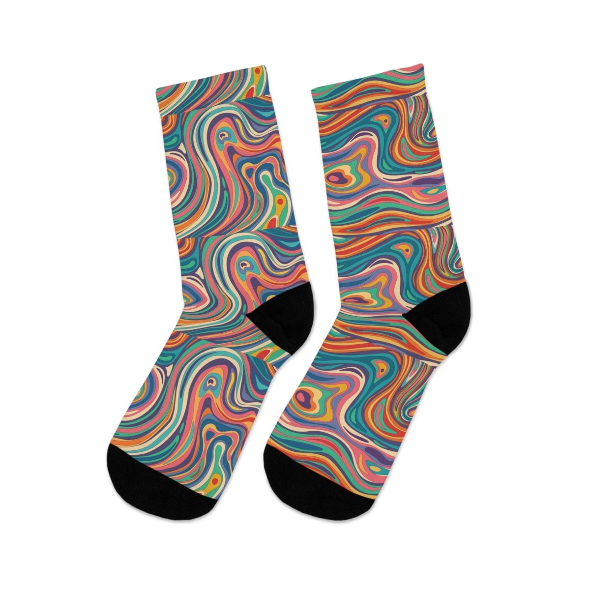 Socks - Retro Ripple - Colorful Recycled Poly Funky Sock Gift Eco - Friendly - Retro Collection 47241384596522072455 Earthbound Pacific