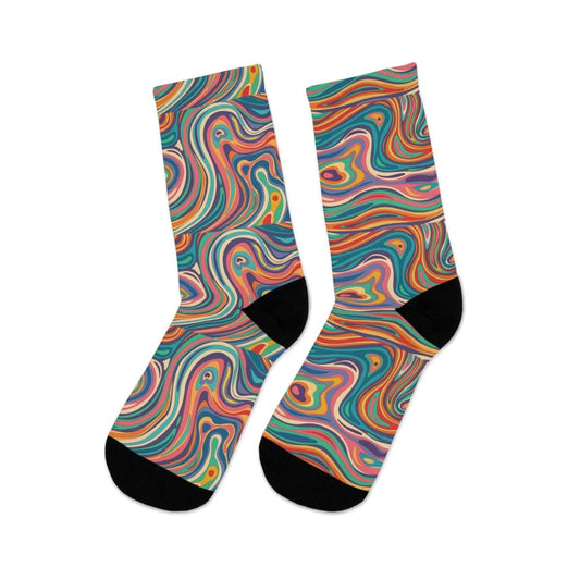 Socks - Retro Ripple - Colorful Recycled Poly Funky Sock Gift Eco - Friendly - Retro Collection 47241384596522072455 Earthbound Pacific