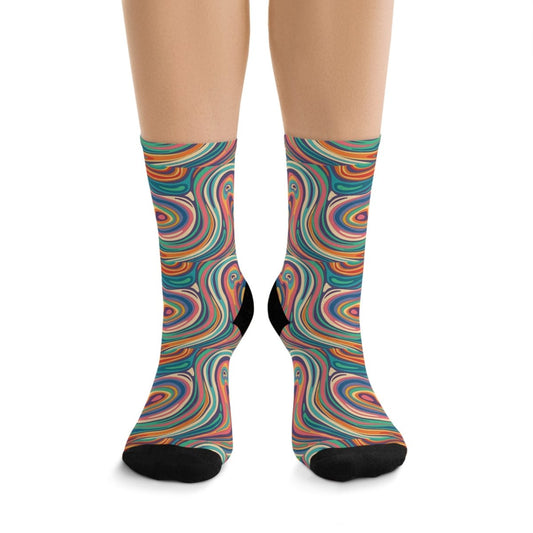Socks - Retro Ripple - Colorful Recycled Poly Funky Sock Gift Eco - Friendly - Retro Collection 47241384596522072455 Earthbound Pacific